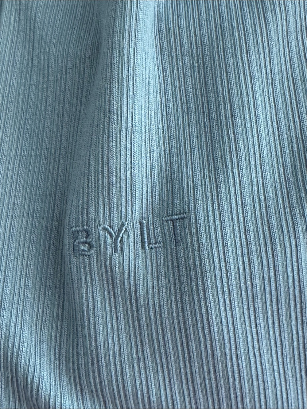 BYLT Ribbed Short Sleeve Open V Polo Gray XL - Picture 11 of 12